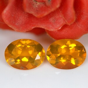 2.29 Carats! Natural Mexican Fire Opal Faceted. 9x7 MM Oval Shape. Mexican Fire Opal Pair. Orange Color. Calibrated Size. Loose Gemstone.