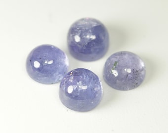 Blue Tanzanite Cabochons, Round Gemstones (5x5 MM, 4-Piece Lot)