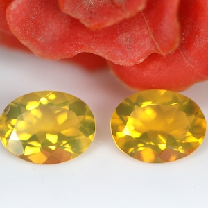 2.15 Carats! Natural Mexican Fire Opal Faceted. 9x7 MM Oval Shape. Mexican Fire Opal Pair. Orange Color. Calibrated Size. Loose Gemstone.