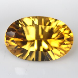 7.33 Carats! Natural Citrine Concave Faceted 16x10 MM Oval. Mesmerizing Stones. Concave Cutting Calibrated Stone. Loos Gemstone.