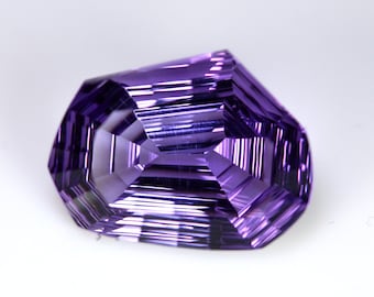 7.13 Carats! Natural Purple Amethyst Faceted. Concave Cut. Size 15x12 MM, Calibrated Stone. Fancy Shape. Loos Gemstone.