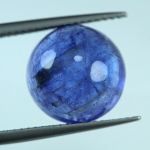 7.89 Carat Deep Blue Color Tanzanite 12x12 MM Round Cabochons. Good Quality Loose Gemstone.