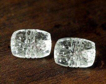 Cushion Cut Crystal Quartz Gemstone, Faceted Calibrated Stone (2 Piece)