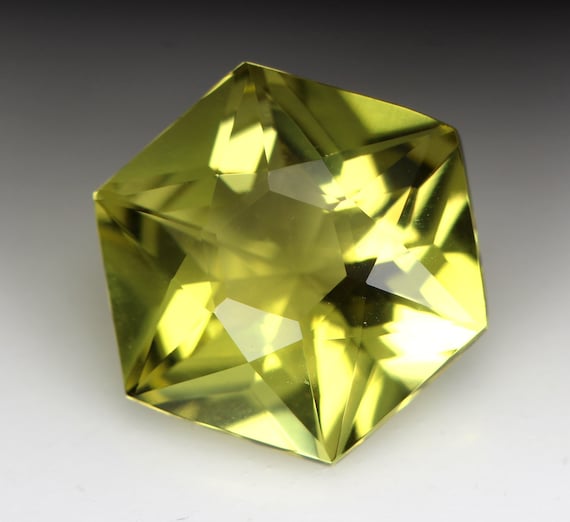Double Star Cut! Natural Lemon Quartz Faceted 8 To 16 MM Hexagon Shape. Custom Cut. Calibrated Stone. Sparkling Stone. Loose Gemstone