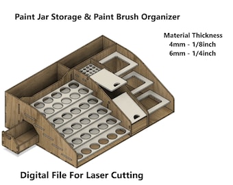 Laser Cut Paint Brush Organizer – Digital File (SVG, DXF, STP)