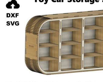 Toy Car Display Shelf Laser Cut File (SVG, DXF, STP)