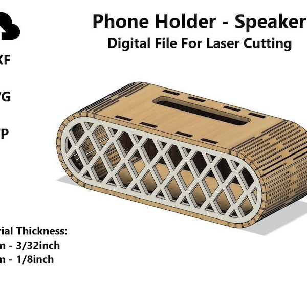 Support de téléphone - Laser Cut File Svg Dxf - Organisateur de bureau iPhone Holder boîte de haut-parleur