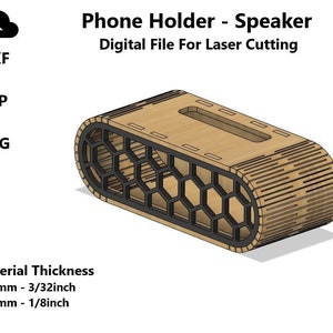 Soporte para teléfono - Archivo cortado a láser SVG DXF Plano de corte Archivos digitales - Organizador de escritorio