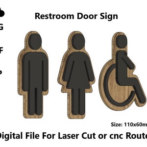 Deurteken toilet - lasergesneden bestand svg dxf - badkamer toilet toilet figuur borden - digitaal bestand vector
