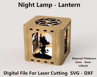 Linterna de lámpara nocturna - Archivo cortado con láser SVG DXF Plan de corte - Lámpara de mesa Goku Dragonball