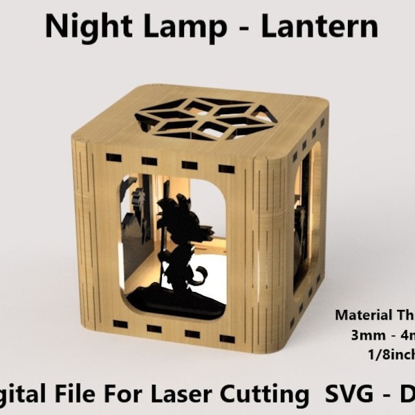 Night Lamp Lantern - Laser Cut File SVG DXF Cut Plan - Goku Dragonball Table Lamp