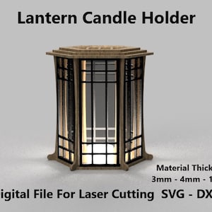 Lamp Candle Holder - Laser Cut Digital File SVG DXF Vector - Wooden Night Lamp Lantern