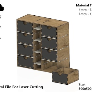 Workshop Organizer Shelf with Drawers - Laser Cut Svg Dxf Vector Digital File