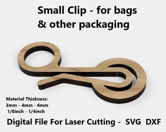 Small Clip for bags and other packaging - Laser Cut File SVG DXf Vector