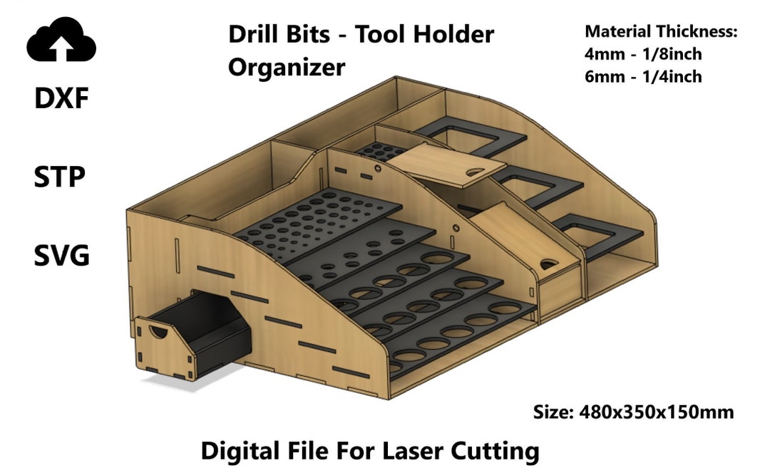 Drill Bits Storage Workshop Tool Organizer - Digital File for Laser ...