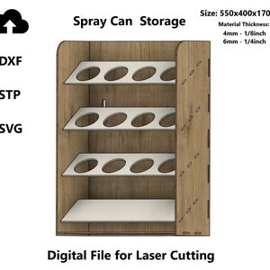 Portaoggetti da parete per vernice spray - File digitale per taglio laser - SVG DXF - Porta vernice