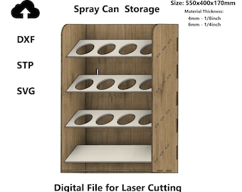 Organizador de pared con latas de aerosol - Archivo cortado a láser (SVG DXF STP)