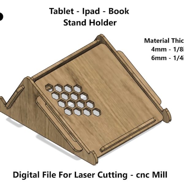 Book Holder iPad Stand - Laser Cut File svg dxf vector - desktop organizer