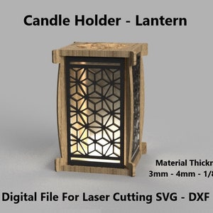 Candle Holder Lamp - Laser Cut File SVG DXF Cut Plan - Lantern
