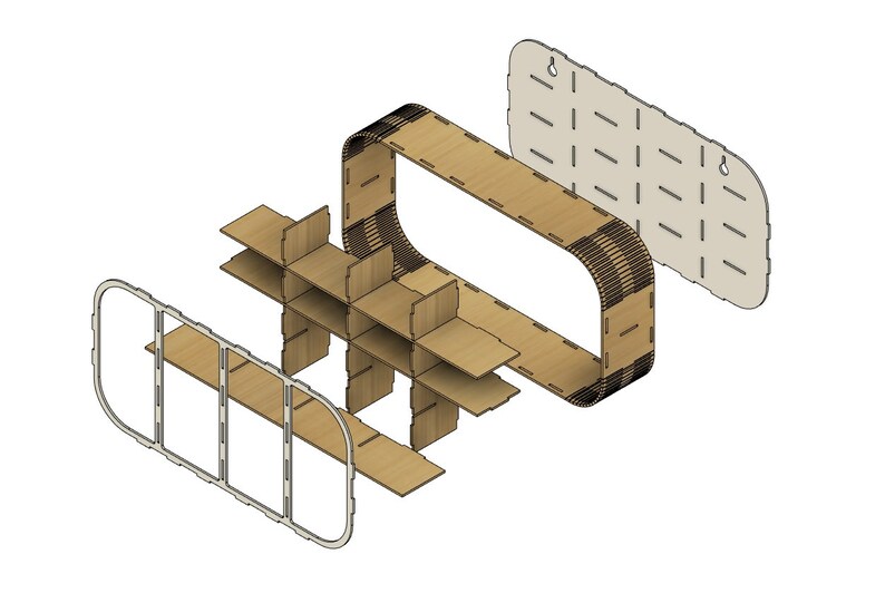 Exploded View Shelf Toy Car Display Shelf Laser Cut File (SVG, DXF, STP) - Etsy
