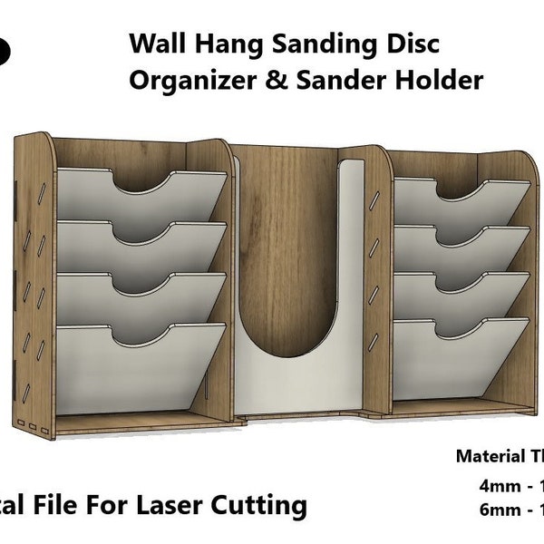 Sanding Disc Organizer Stand - Digital Laser Cut File - DXF SVG Cad - Wall Hang Sander Holder