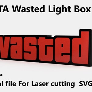 GTA wasted Lightbox Lamp - Laser Cut File SVG DXF Vector Cut Plan