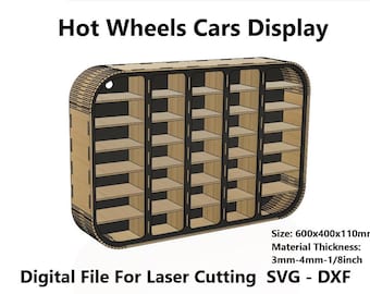 Toy Car Hot Wheels Display - Laser Cut File (SVG DXF)