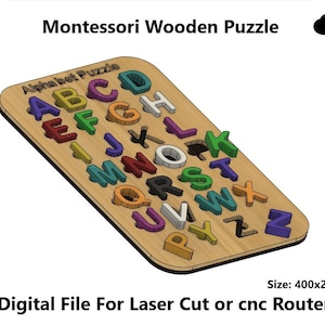 Kinder Montessori Puzzle - Kleinkind Lernspielzeug - Laser cut Datei svg dxf - Baby Busy Brett Puzzle Lernspiel Alphabet Spielzeug