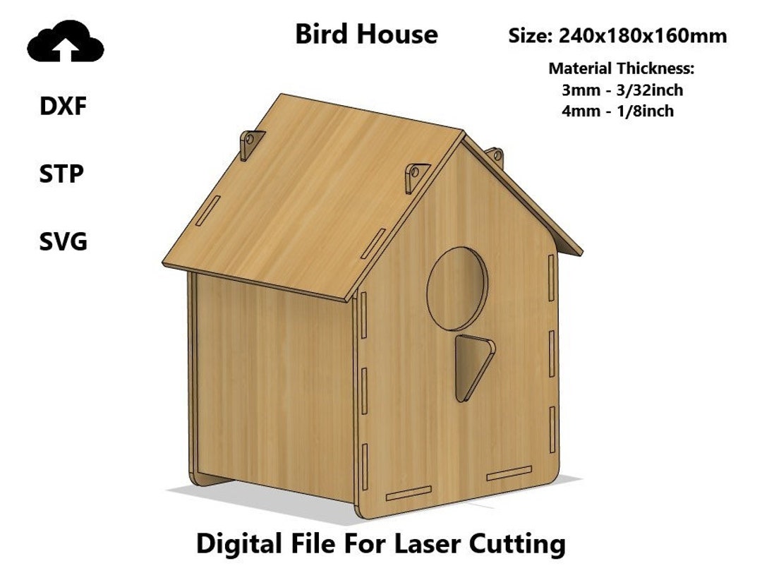 Bird House Laser Cut Digital File Svg Dxf Bird Feeder Etsy