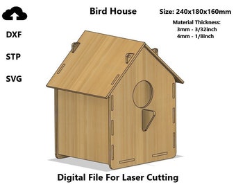 Bird House - Laser Cut file SVG DXF Vector - Bird Feeder Garden Deco