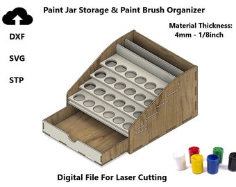 Paint Jar Storage Painters Organizer - Laser Cut Digital File SVG DXF Vector Cad