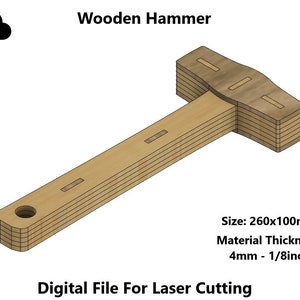 Wooden Hammer Tool - laser cut file dxf svg cut plan digital files