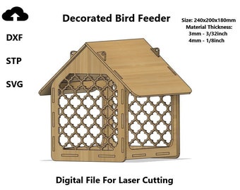 Bird Feeder - Laser Cut File Dxf SVG - Bird House Bar Garden Deco