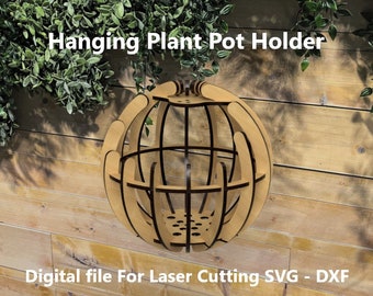Suporte para vaso de plantas cortado a laser em SVG e DXF – Decoração de jardim (Arquivo digital)