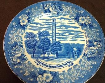 Vintage Jonroth England  Pilgrim Monument Provincetown, Mass Blueware Plate 9 inch