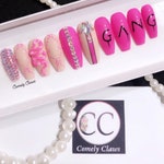 Pink Gang 3D Nails Set | Crystal AB Shine | Press On Nails | Glue On Nails | Diamond | Glossy