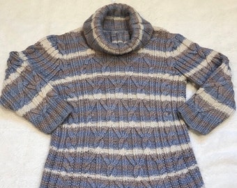 Cashmere Boy Sweater with Aran motives from Merino, Cashemire and Silk yarn