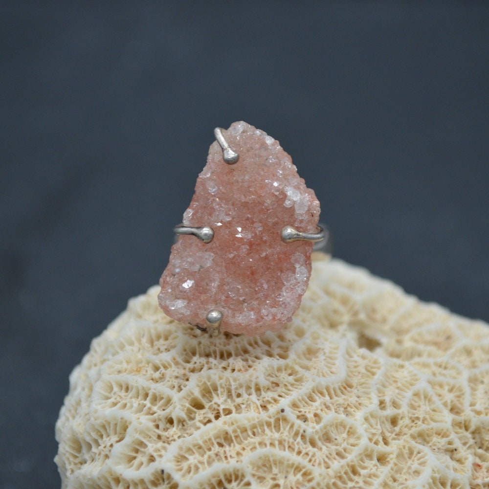Rough Peach Quartz Gemstone Silver Jewelry Etsy Ireland