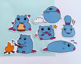 Pizza Tower Brick the Rat / Stupid Rat Sticker Set, Set of 6, 5cm/2" in.