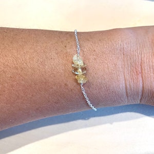 Handmade sterling citrine dainty birthstone bracelet, November birthstone. Natural gemstones, adjustable. Great for layering/ stacking