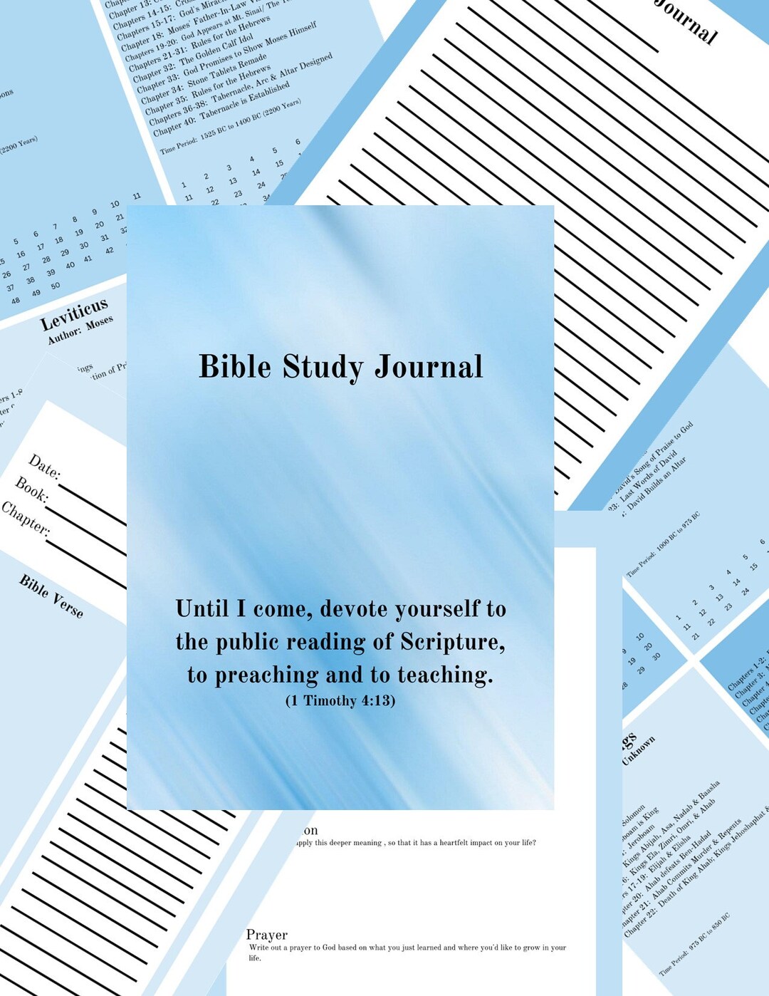 Bible Study Journal Blue Printable Digital - Etsy