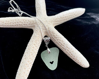 Heart Necklace, Sea Glass Jewelry, Sea Glass Art, Heart Gifts, Upcycled, Minimalist, Seaglass, Love, Beach, Beach glass, Nature, Envy Wear
