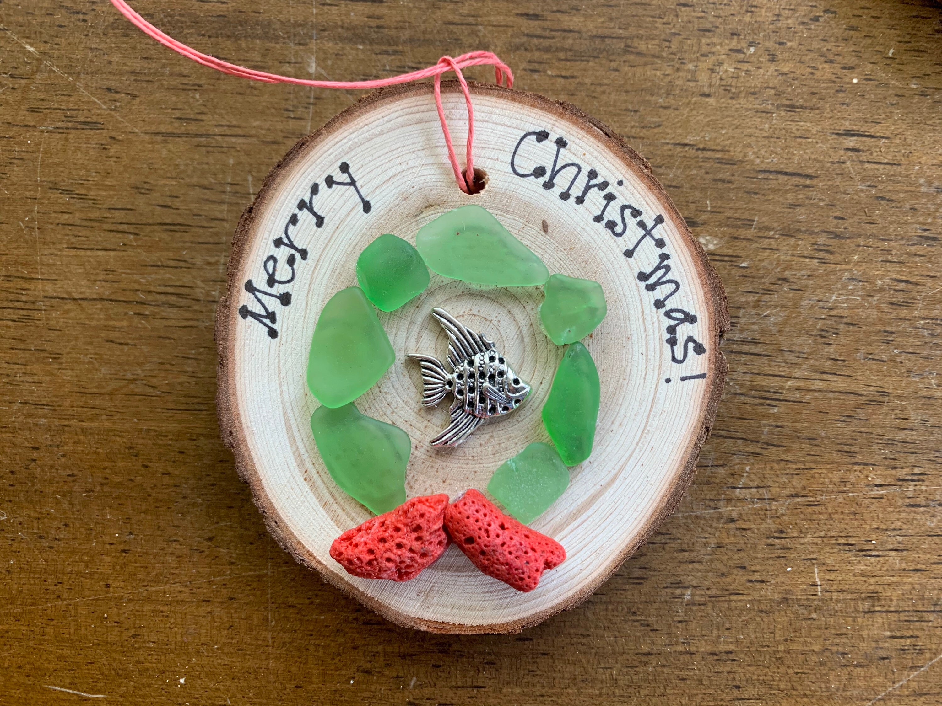 Sea Glass Christmas Wreath Ornament Sea Glass Art Coastal Etsy