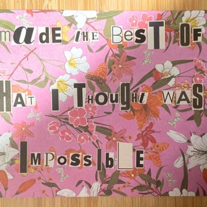 The Story So Far / The Glass / What You Don&#39;t See / Floral collage ransom art / Pop punk homeware and home decor / A6 Print