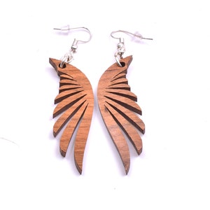 Wooden Feather Dangle Earrings