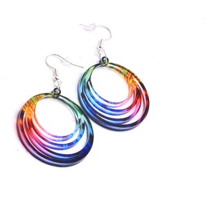 Hoop Earrings Rainbow Acrylic