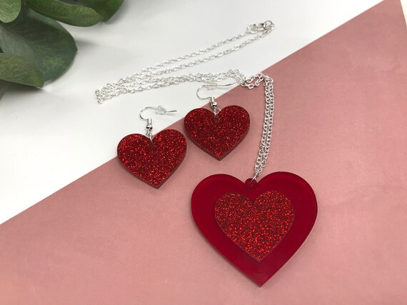 Heart necklace & earring hotsell set