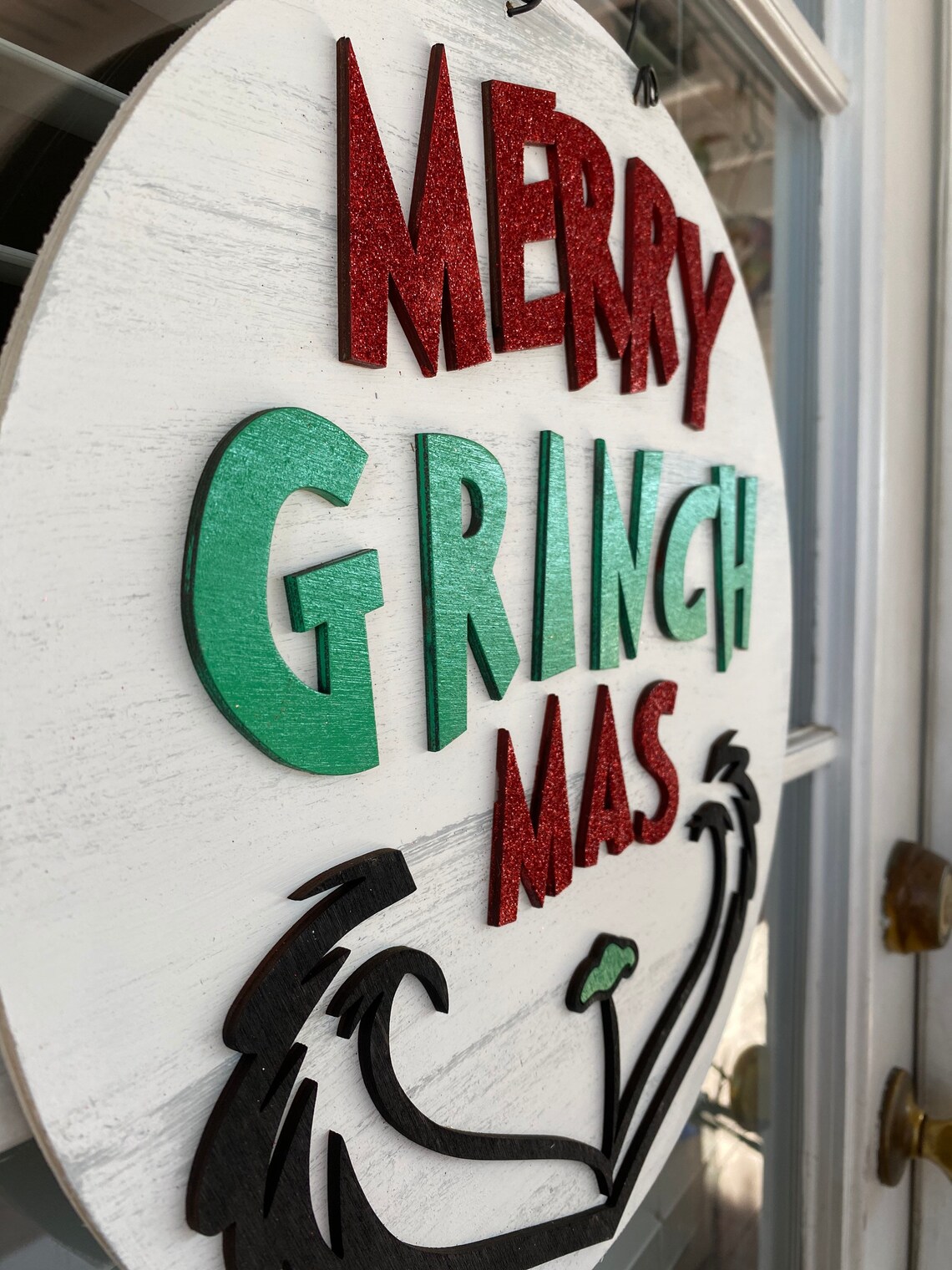 3D merry Grinch Mas Wood Door Hanger Etsy UK