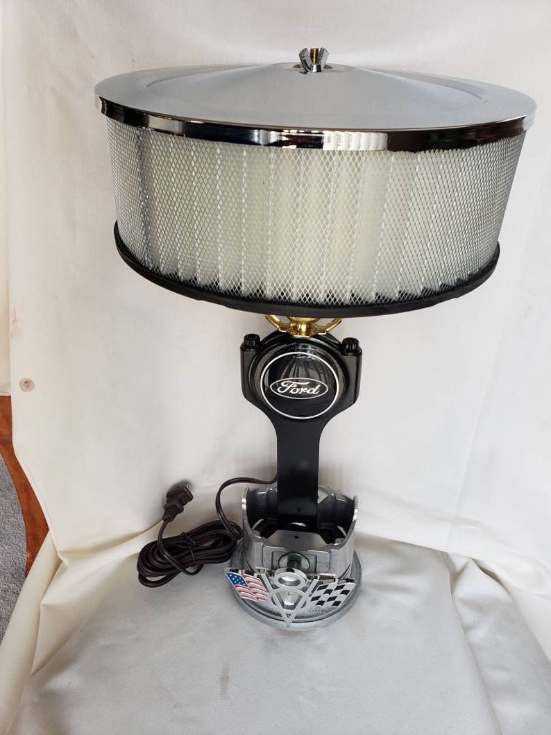 FORD Piston & Rod Desk Lamp With Chrome Air Cleaner Lamp Shade Etsy