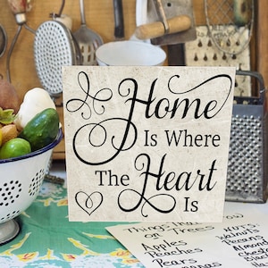 Wood Home Sign, Home Is Where The Heart Is, Home Sign, Family Sign, Love Sign, Wedding Gift, Home Decor, Love, Family, Where The Heart Is